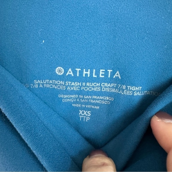 Athleta Salutation Stash II Ruch Craft Dark Teal 7/8 Leggings size XXS - Picture 4 of 7